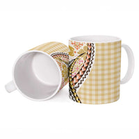 Aloha Vintage Palaka Floral Hawaiian Quilt Ceramic Mug Melemele Motif - Polynesian Pride