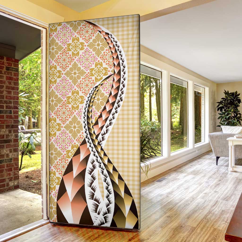 Aloha Vintage Palaka Floral Hawaiian Quilt Door Cover Melemele Motif - Polynesian Pride