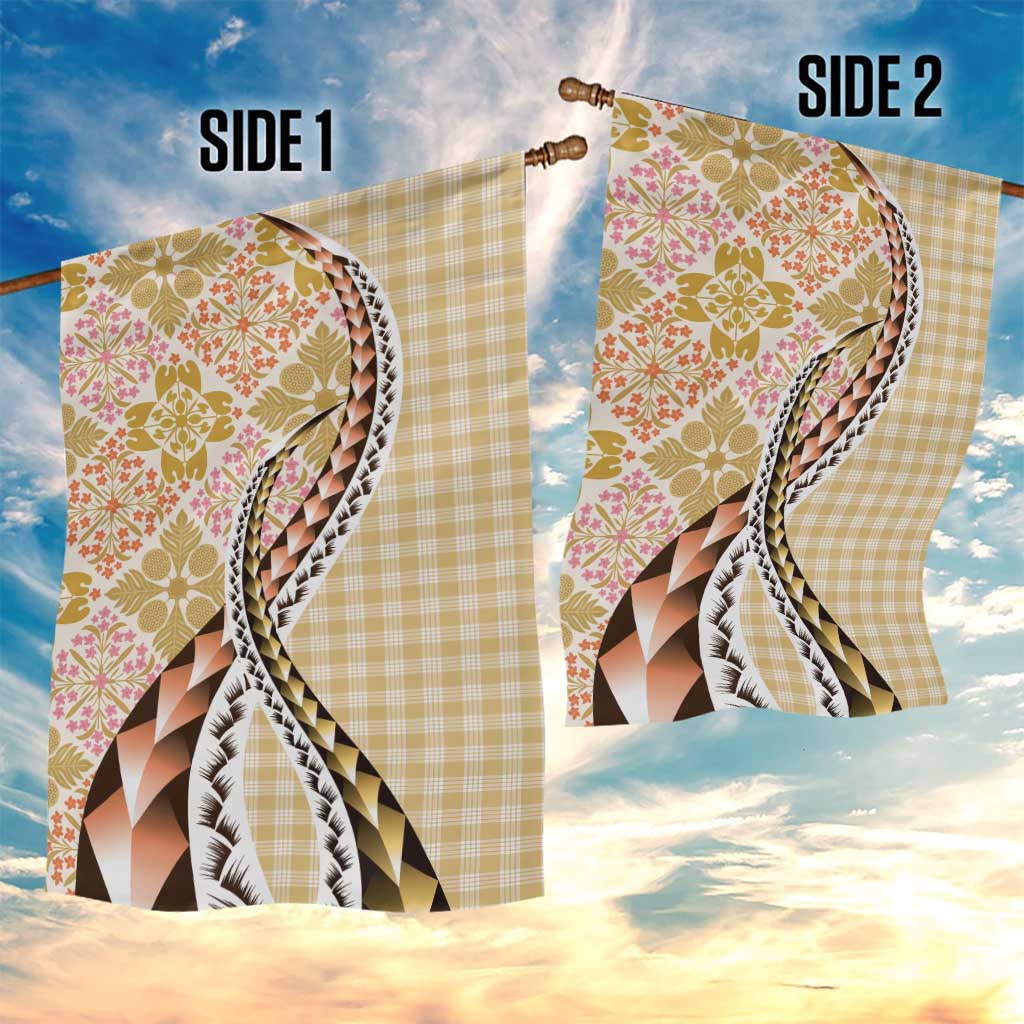 Aloha Vintage Palaka Floral Hawaiian Quilt Garden Flag Melemele Motif - Polynesian Pride