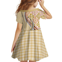 Aloha Vintage Palaka Floral Hawaiian Quilt Kid Short Sleeve Dress Melemele Motif - Polynesian Pride