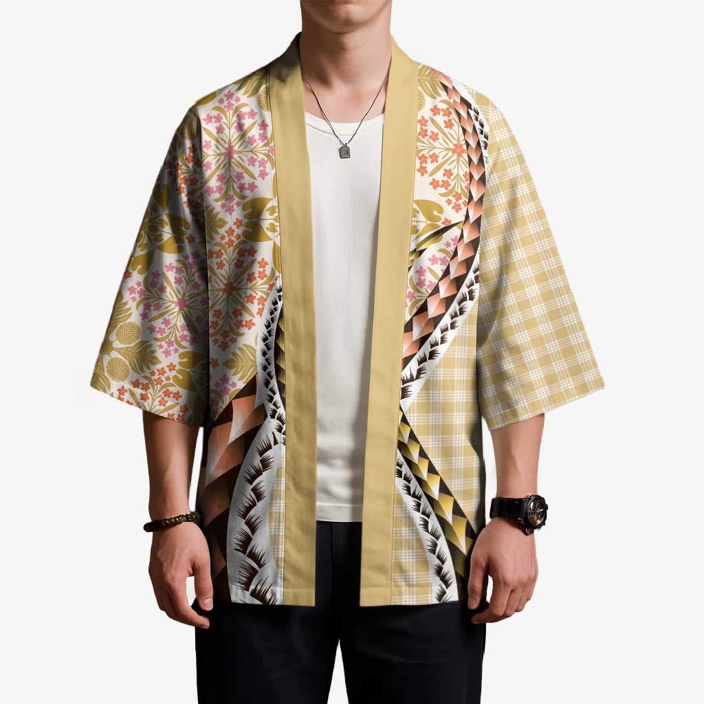 Aloha Vintage Palaka Floral Hawaiian Quilt Kimono Melemele Motif - Polynesian Pride
