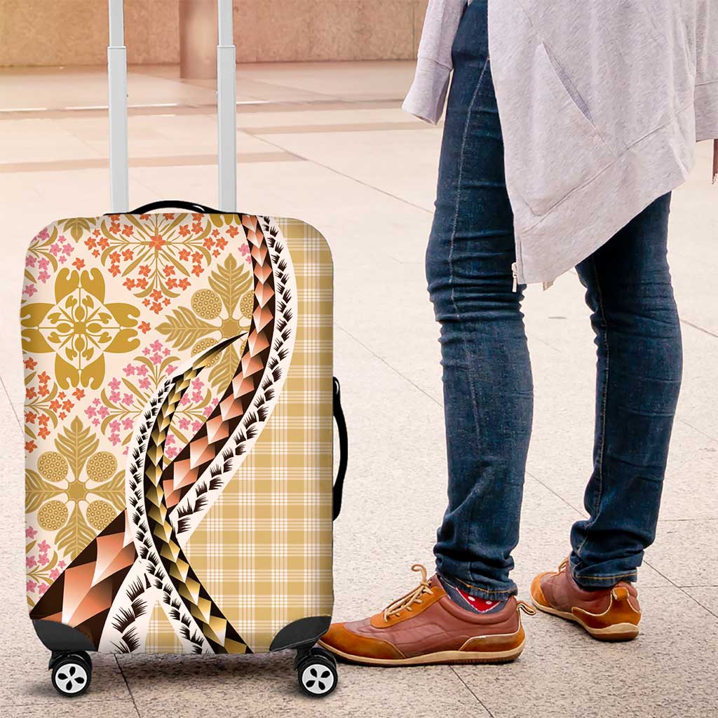 Aloha Vintage Palaka Floral Hawaiian Quilt Luggage Cover Melemele Motif - Polynesian Pride