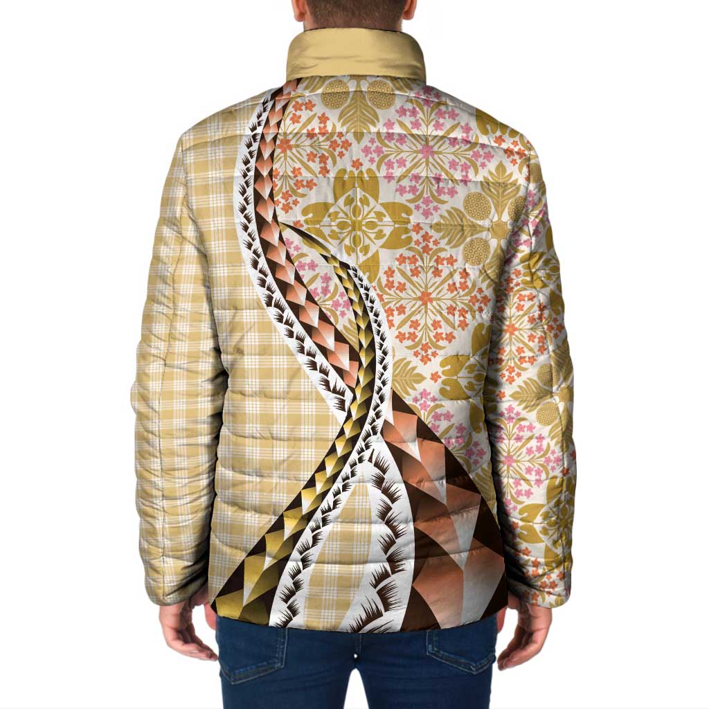Aloha Vintage Palaka Floral Hawaiian Quilt Padded Jacket Melemele Motif - Polynesian Pride