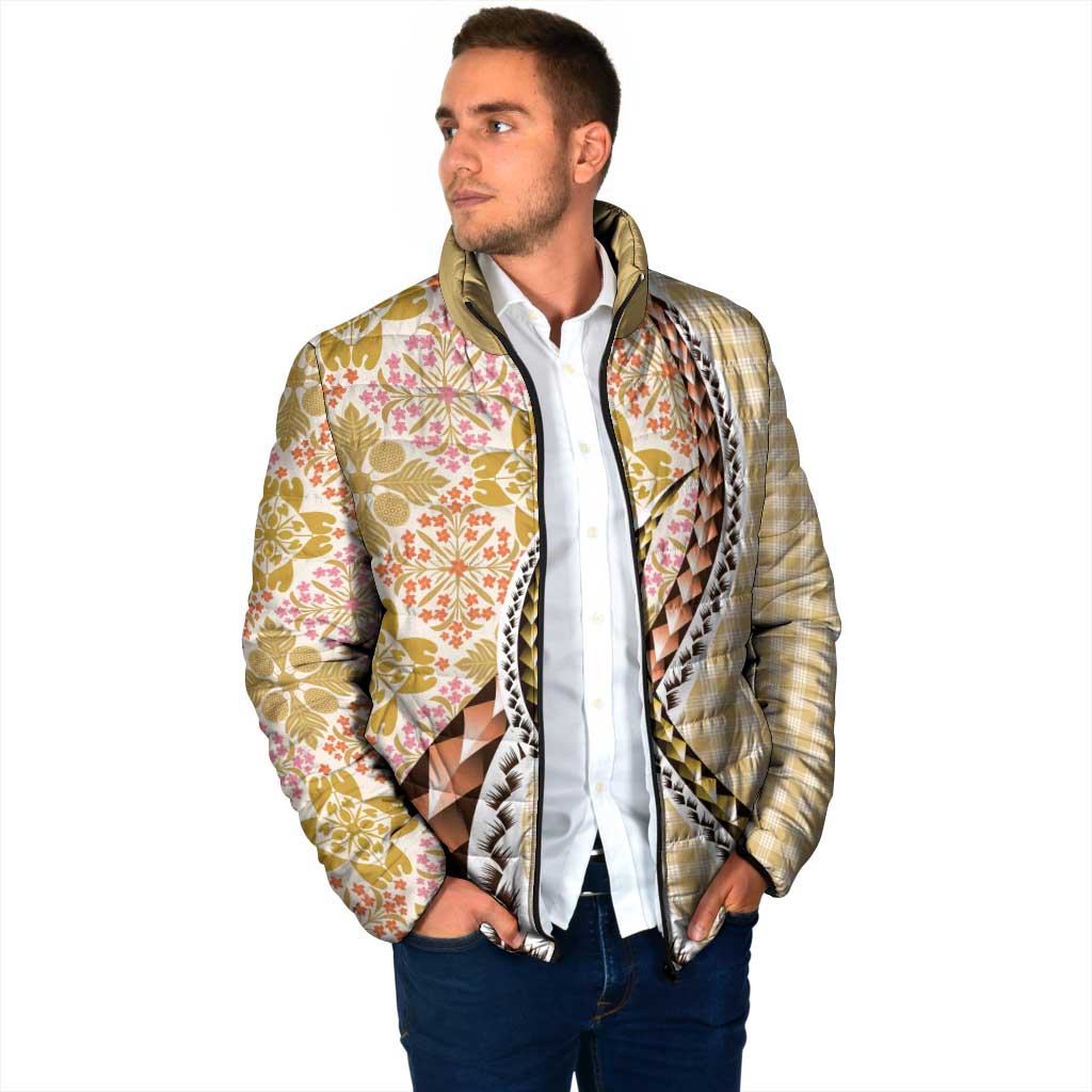 Aloha Vintage Palaka Floral Hawaiian Quilt Padded Jacket Melemele Motif - Polynesian Pride