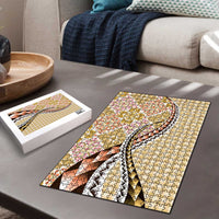 Aloha Vintage Palaka Floral Hawaiian Quilt Puzzle Melemele Motif - Polynesian Pride