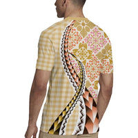 Aloha Vintage Palaka Floral Hawaiian Quilt Rugby Jersey Melemele Motif - Polynesian Pride