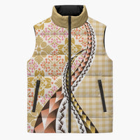 Aloha Vintage Palaka Floral Hawaiian Quilt Sleeveless Puffer Jacket Melemele Motif - Polynesian Pride