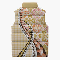 Aloha Vintage Palaka Floral Hawaiian Quilt Sleeveless Puffer Jacket Melemele Motif - Polynesian Pride