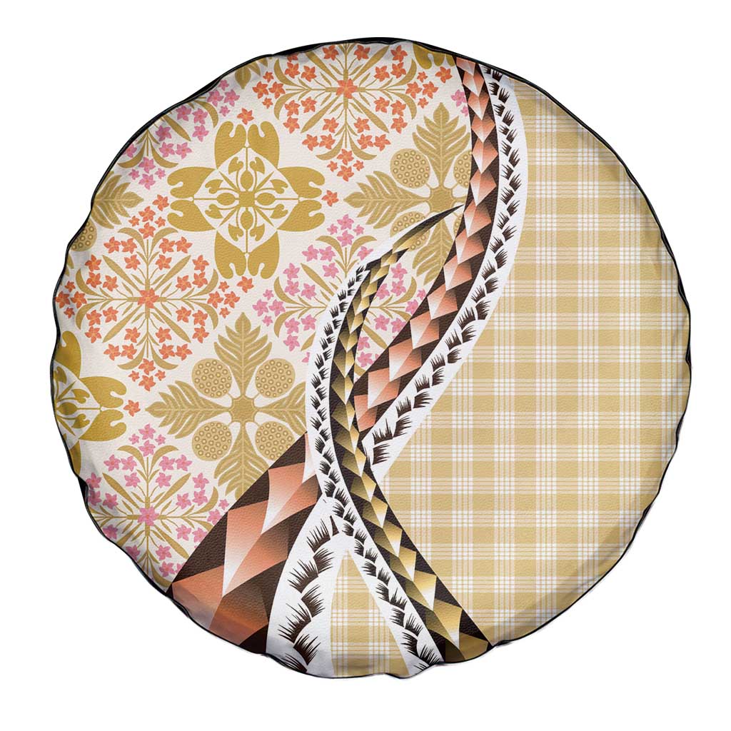 Aloha Vintage Palaka Floral Hawaiian Quilt Spare Tire Cover Melemele Motif - Polynesian Pride