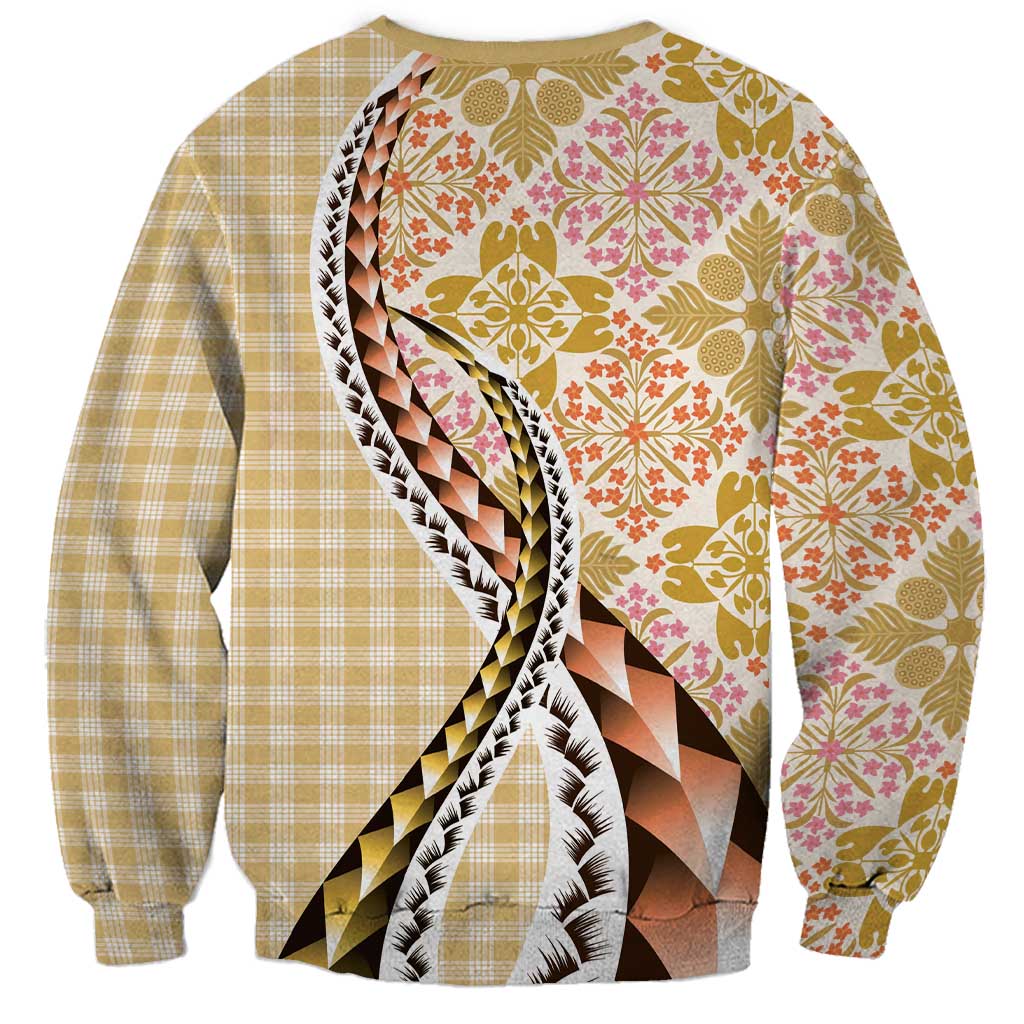 Aloha Vintage Palaka Floral Hawaiian Quilt Sweatshirt Melemele Motif - Polynesian Pride