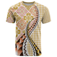 Aloha Vintage Palaka Floral Hawaiian Quilt T Shirt Melemele Motif - Polynesian Pride