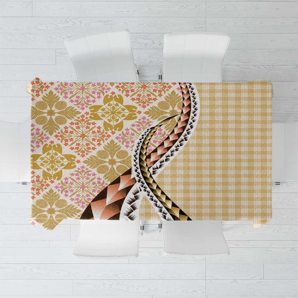 Aloha Vintage Palaka Floral Hawaiian Quilt Tablecloth Melemele Motif - Polynesian Pride