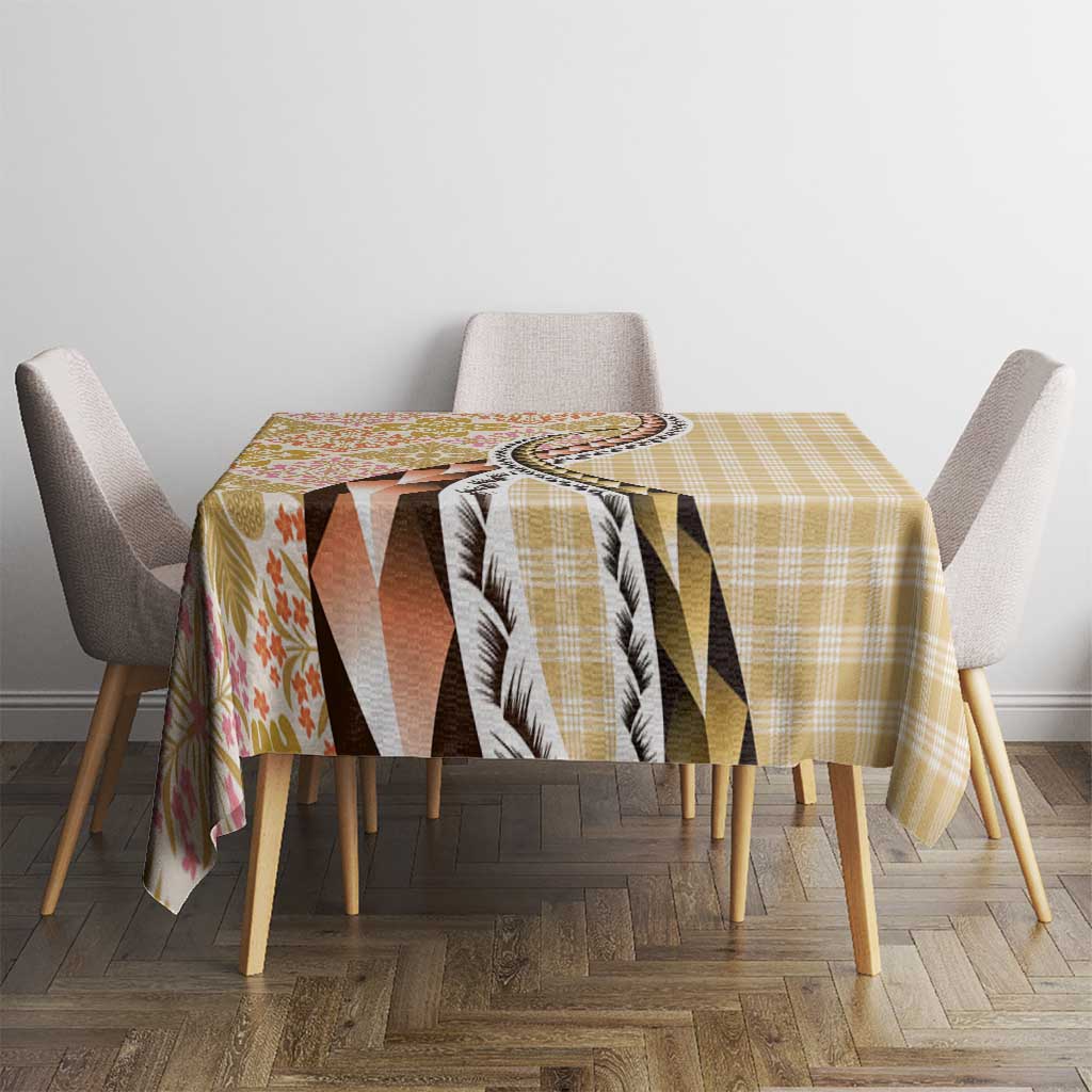 Aloha Vintage Palaka Floral Hawaiian Quilt Tablecloth Melemele Motif - Polynesian Pride