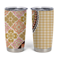 Aloha Vintage Palaka Floral Hawaiian Quilt Tumbler Cup Melemele Motif - Polynesian Pride