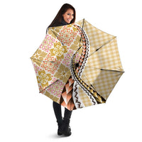 Aloha Vintage Palaka Floral Hawaiian Quilt Umbrella Melemele Motif - Polynesian Pride
