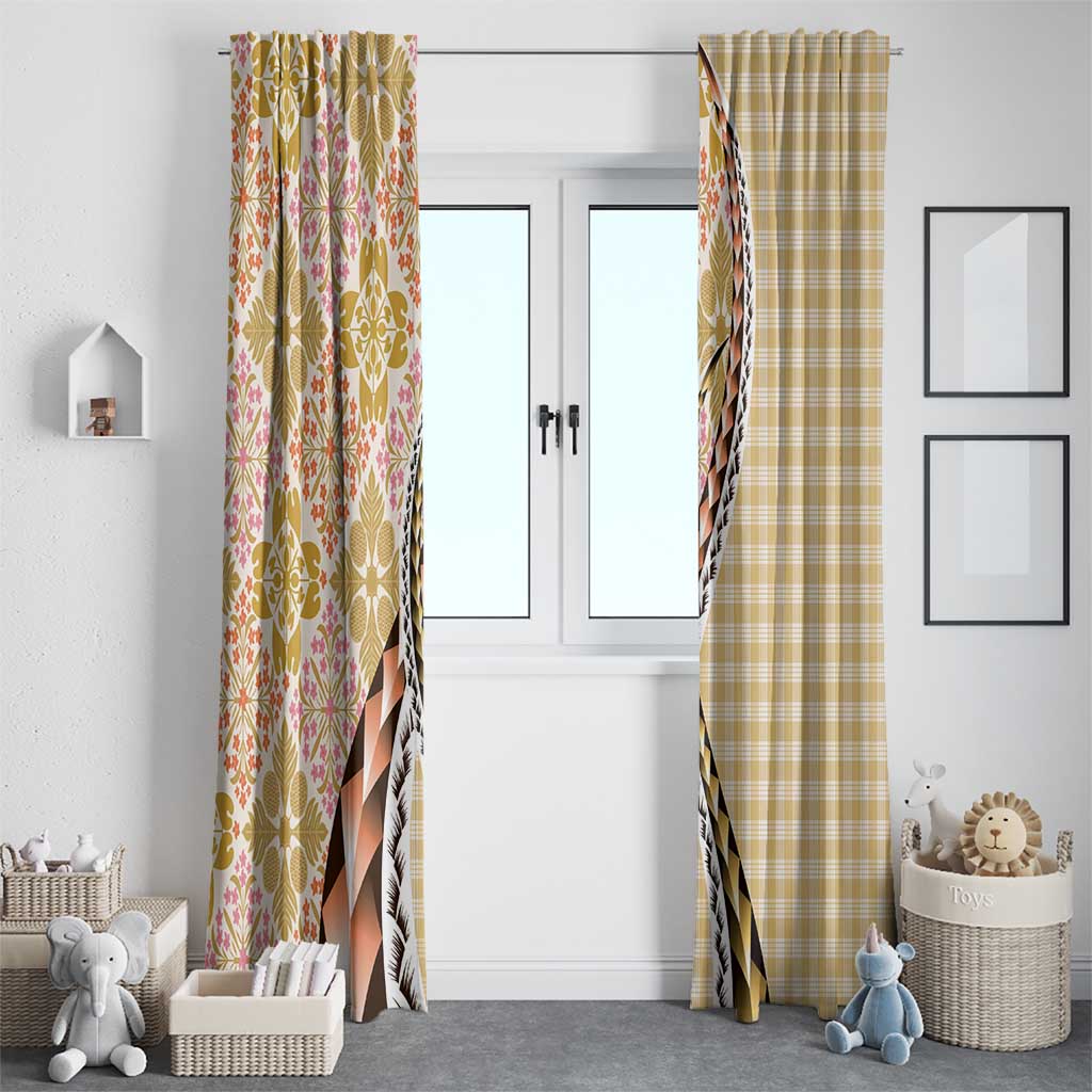 Aloha Vintage Palaka Floral Hawaiian Quilt Window Curtain Melemele Motif - Polynesian Pride