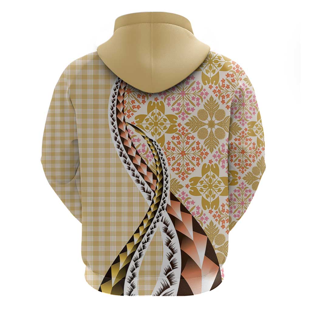 Aloha Vintage Palaka Floral Hawaiian Quilt Zip Hoodie Melemele Motif - Polynesian Pride