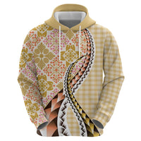 Aloha Vintage Palaka Floral Hawaiian Quilt Zip Hoodie Melemele Motif - Polynesian Pride