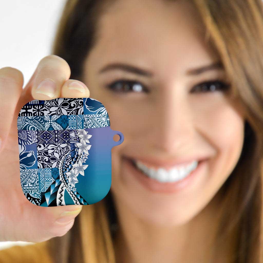 Aloha Vintage Plumeria Hawaiian Tapa Pattern AirPods Case Blue Hawaiian Tapa Pattern LT9 - Polynesian Pride