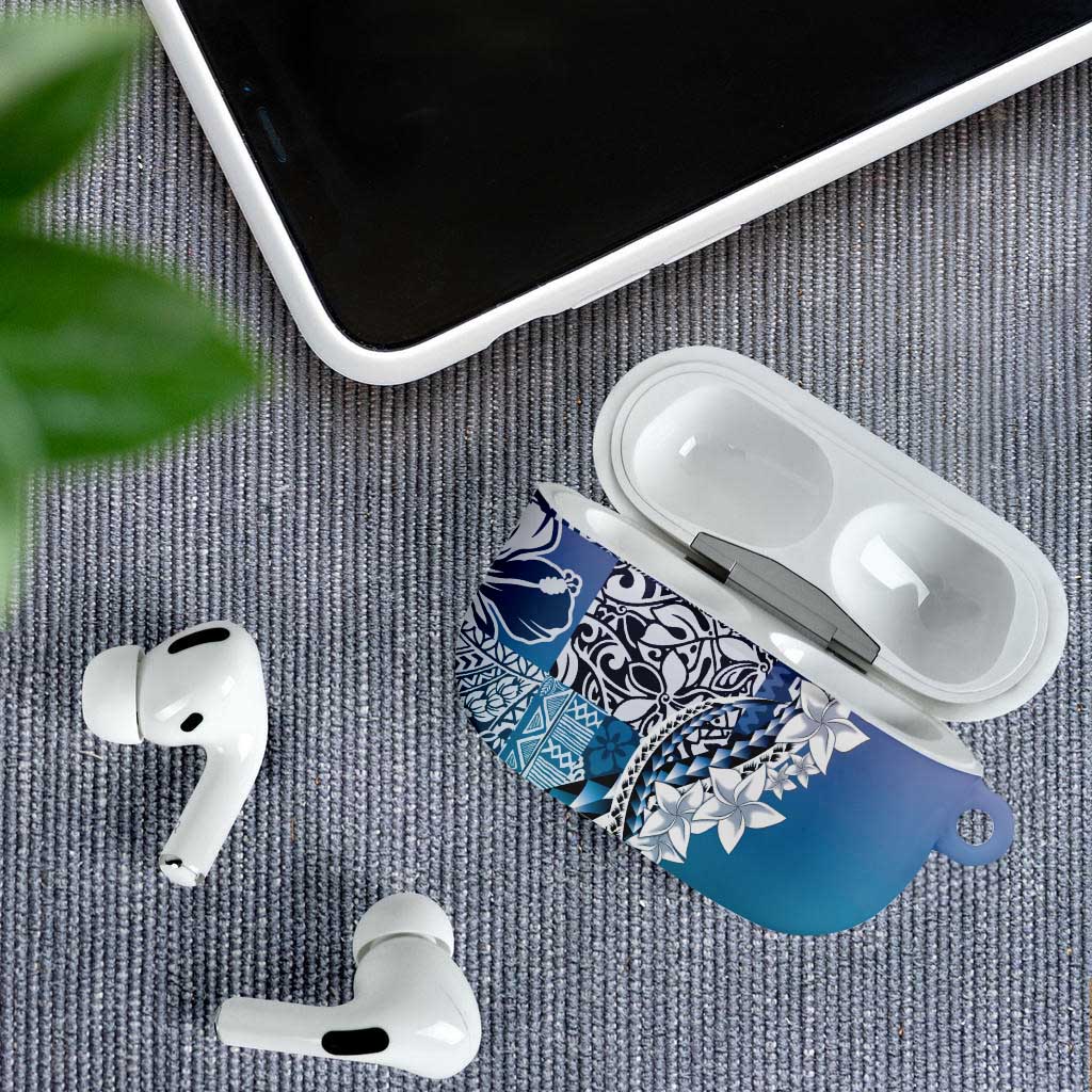 Aloha Vintage Plumeria Hawaiian Tapa Pattern AirPods Case Blue Hawaiian Tapa Pattern LT9 - Polynesian Pride