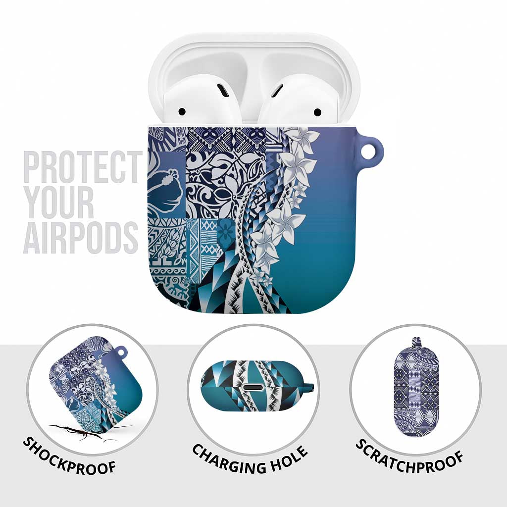 Aloha Vintage Plumeria Hawaiian Tapa Pattern AirPods Case Blue Hawaiian Tapa Pattern LT9 - Polynesian Pride