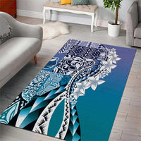 Aloha Vintage Plumeria Hawaiian Tapa Pattern Area Rug Blue Hawaiian Tapa Pattern - Polynesian Pride