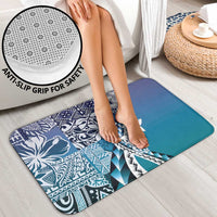 Aloha Vintage Plumeria Hawaiian Tapa Pattern Bathroom Set Blue Hawaiian Tapa Pattern - Polynesian Pride