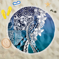 Aloha Vintage Plumeria Hawaiian Tapa Pattern Beach Blanket Blue Hawaiian Tapa Pattern LT9 One Size 150cm Blue - Polynesian Pride
