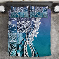 Aloha Vintage Plumeria Hawaiian Tapa Pattern Bedding Set Blue Hawaiian Tapa Pattern - Polynesian Pride