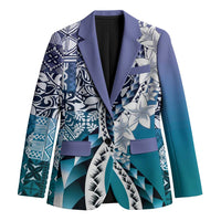 Aloha Vintage Plumeria Hawaiian Tapa Pattern Blazer Blue Hawaiian Tapa Pattern LT9 Unisex Blue - Polynesian Pride