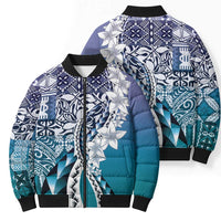 Aloha Vintage Plumeria Hawaiian Tapa Pattern Bomber Puffer Jacket Blue Hawaiian Tapa Pattern LT9 - Polynesian Pride