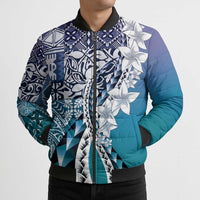 Aloha Vintage Plumeria Hawaiian Tapa Pattern Bomber Puffer Jacket Blue Hawaiian Tapa Pattern LT9 - Polynesian Pride