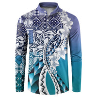 Aloha Vintage Plumeria Hawaiian Tapa Pattern Button Sweatshirt Blue Hawaiian Tapa Pattern LT9 Blue - Polynesian Pride