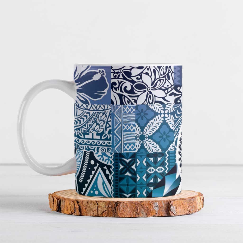 Aloha Vintage Plumeria Hawaiian Tapa Pattern Ceramic Mug Blue Hawaiian Tapa Pattern LT9 Blue - Polynesian Pride