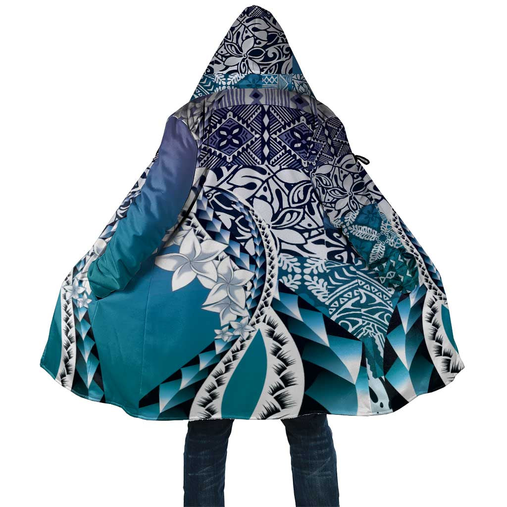 Aloha Vintage Plumeria Hawaiian Tapa Pattern Cloak Blue Hawaiian Tapa Pattern - Polynesian Pride
