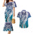 Aloha Vintage Plumeria Hawaiian Tapa Pattern Couples Matching Mermaid Dress and Hawaiian Shirt Blue Hawaiian Tapa Pattern - Polynesian Pride