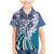 Aloha Vintage Plumeria Hawaiian Tapa Pattern Family Matching Mermaid Dress and Hawaiian Shirt Blue Hawaiian Tapa Pattern - Polynesian Pride