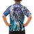 Aloha Vintage Plumeria Hawaiian Tapa Pattern Family Matching Off The Shoulder Long Sleeve Dress and Hawaiian Shirt Blue Hawaiian Tapa Pattern - Polynesian Pride