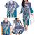 Aloha Vintage Plumeria Hawaiian Tapa Pattern Family Matching Off The Shoulder Long Sleeve Dress and Hawaiian Shirt Blue Hawaiian Tapa Pattern - Polynesian Pride