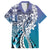 Aloha Vintage Plumeria Hawaiian Tapa Pattern Family Matching Tank Maxi Dress and Hawaiian Shirt Blue Hawaiian Tapa Pattern - Polynesian Pride
