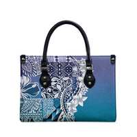 Aloha Vintage Plumeria Hawaiian Tapa Pattern Leather Bag Blue Hawaiian Tapa Pattern - Polynesian Pride