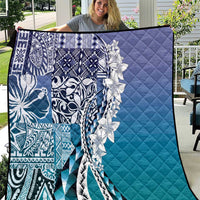 Aloha Vintage Plumeria Hawaiian Tapa Pattern Quilt Blue Hawaiian Tapa Pattern - Polynesian Pride