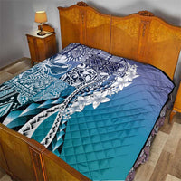 Aloha Vintage Plumeria Hawaiian Tapa Pattern Quilt Blue Hawaiian Tapa Pattern - Polynesian Pride