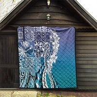 Aloha Vintage Plumeria Hawaiian Tapa Pattern Quilt Blue Hawaiian Tapa Pattern - Polynesian Pride