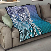 Aloha Vintage Plumeria Hawaiian Tapa Pattern Quilt Blue Hawaiian Tapa Pattern - Polynesian Pride