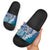 Aloha Vintage Plumeria Hawaiian Tapa Pattern Slide Sandals Blue Hawaiian Tapa Pattern - Polynesian Pride