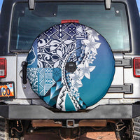 Aloha Vintage Plumeria Hawaiian Tapa Pattern Spare Tire Cover Blue Hawaiian Tapa Pattern - Polynesian Pride
