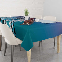 Aloha Vintage Plumeria Hawaiian Tapa Pattern Tablecloth Blue Hawaiian Tapa Pattern - Polynesian Pride