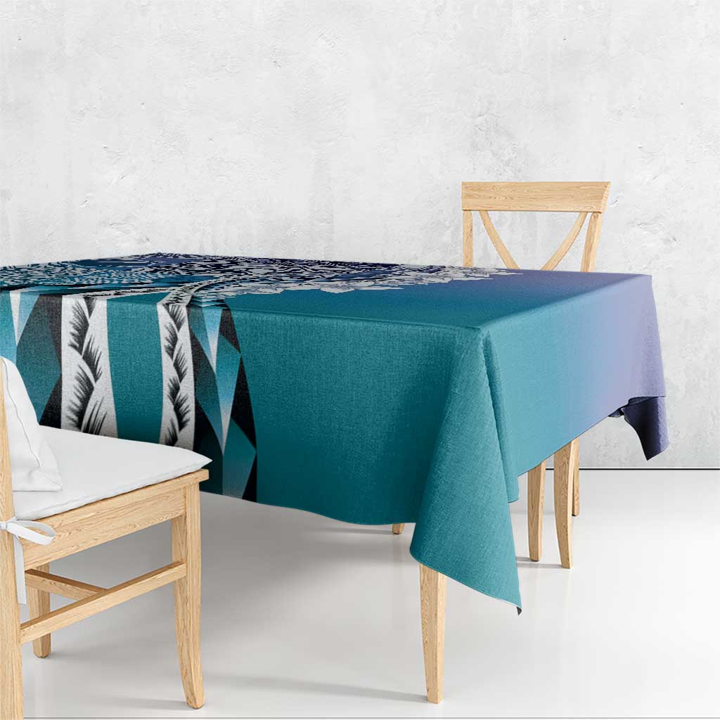 Aloha Vintage Plumeria Hawaiian Tapa Pattern Tablecloth Blue Hawaiian Tapa Pattern - Polynesian Pride