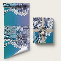 Aloha Vintage Plumeria Hawaiian Tapa Pattern Wrapping Paper Blue Hawaiian Tapa Pattern - Polynesian Pride
